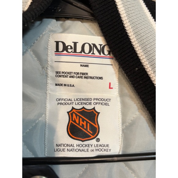 DeLong Los Angeles Kings NHL Jacket Vintage‎ Satin Bomber Full Snap L - Picture 3 of 5